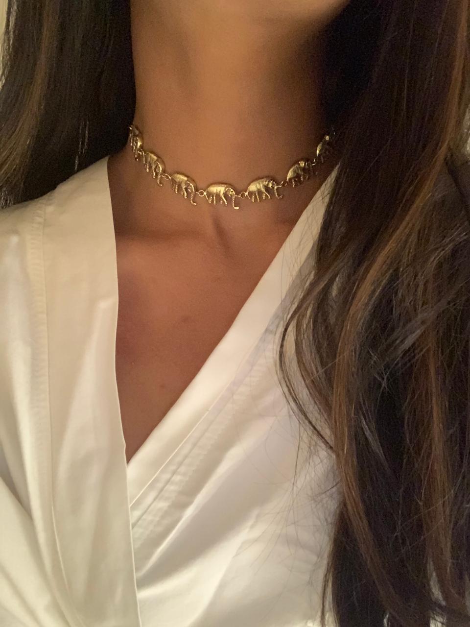 Gold Choker Necklace Simple Elephant Choker Necklace