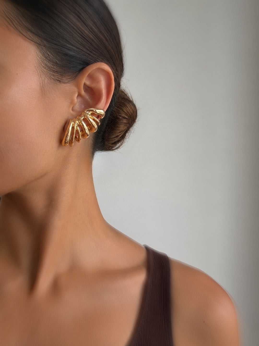 Rib ear cuff earrings