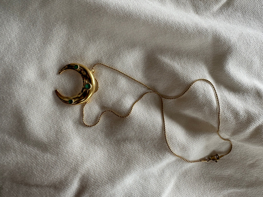 Gold crust moon necklace