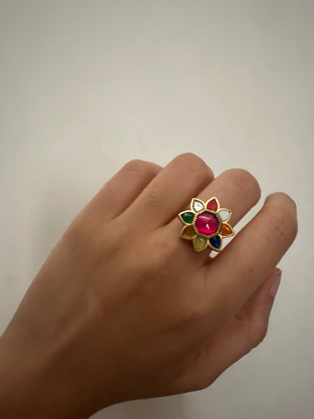 Navratan phool ring