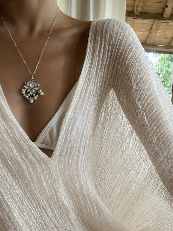 Lotus silver pendant necklace