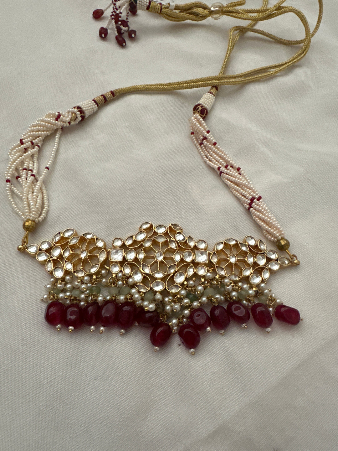 Red jadau necklace