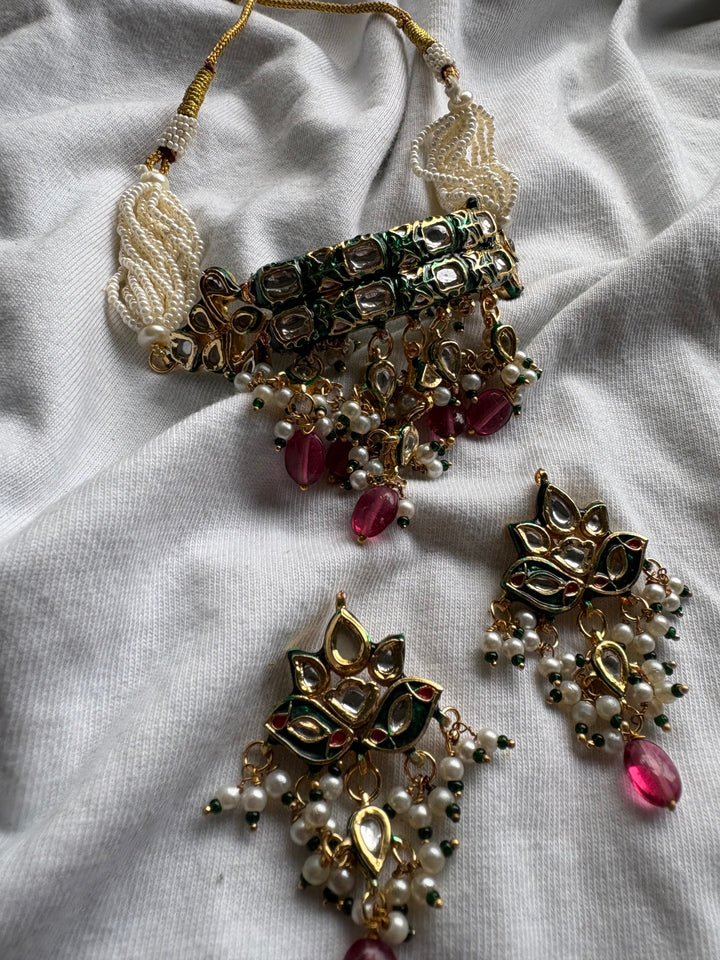 Lamaal 2 Line Choker Necklace Set