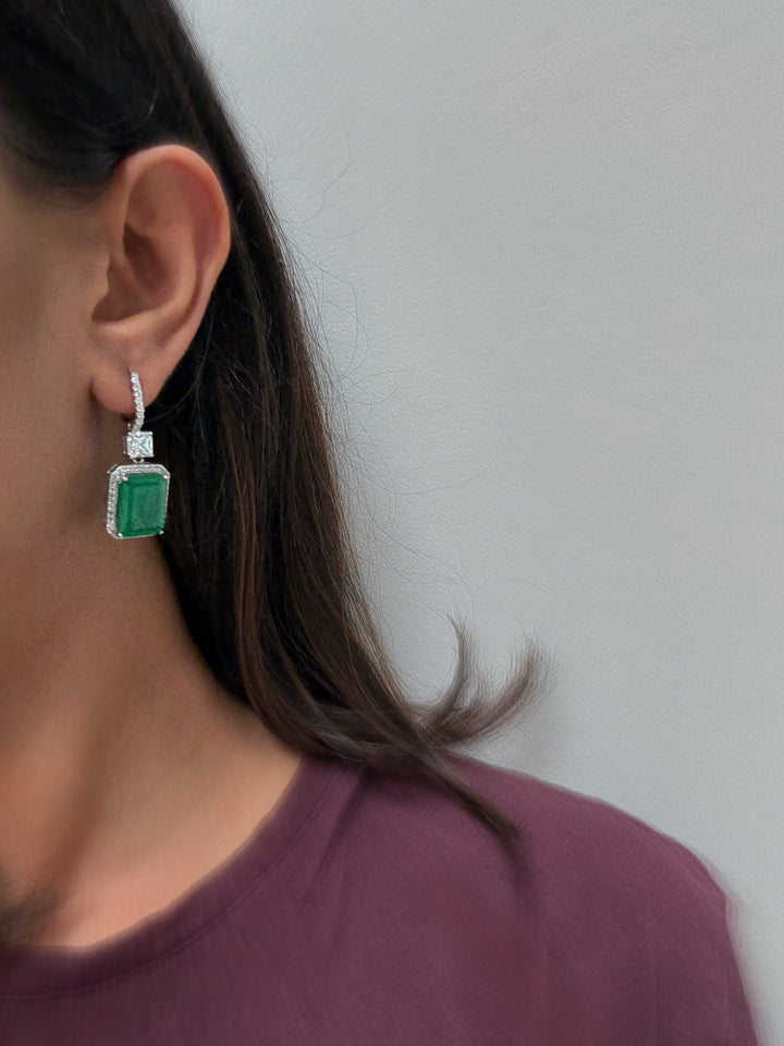 Emerald square earrings