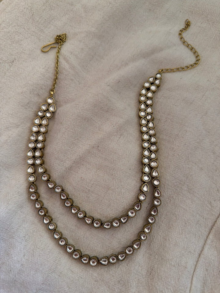 Round polki parla double strand necklace