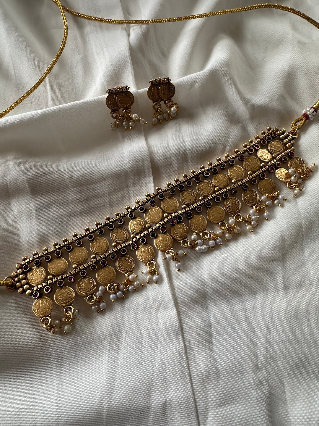 Sona coin choker necklace set