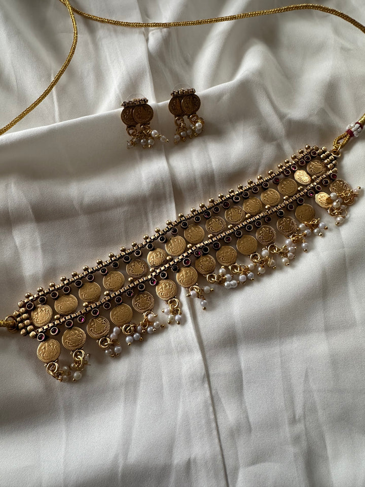 Sona coin choker necklace set