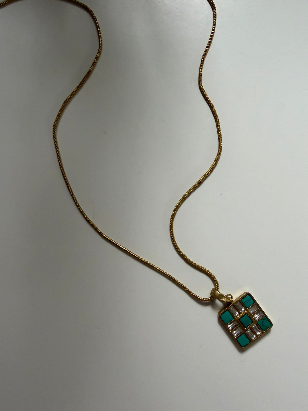 Blue checkered necklace