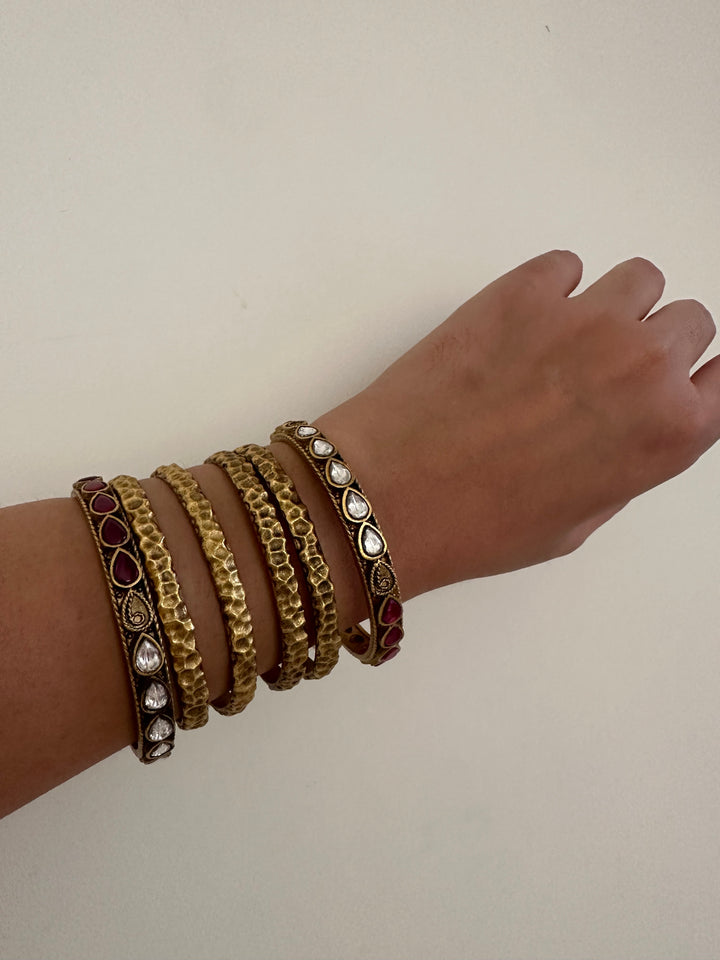 Chunky set of six bangle bracelet