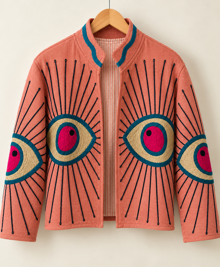 Embroidered evil eye jacket