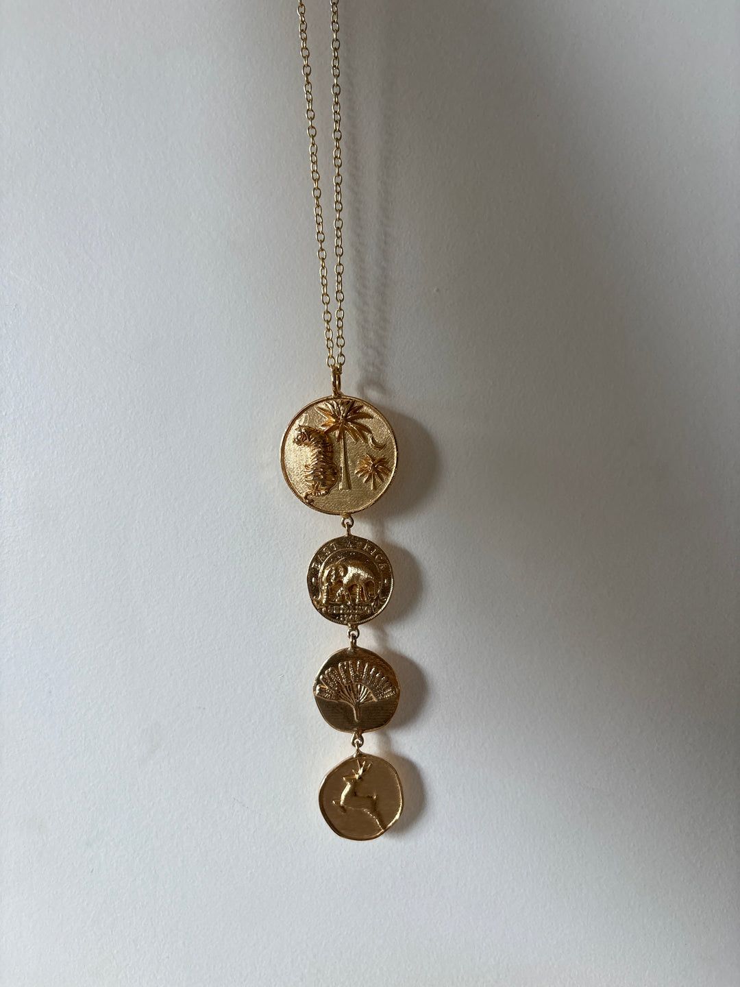 Majestic tiger coin drop necklace
