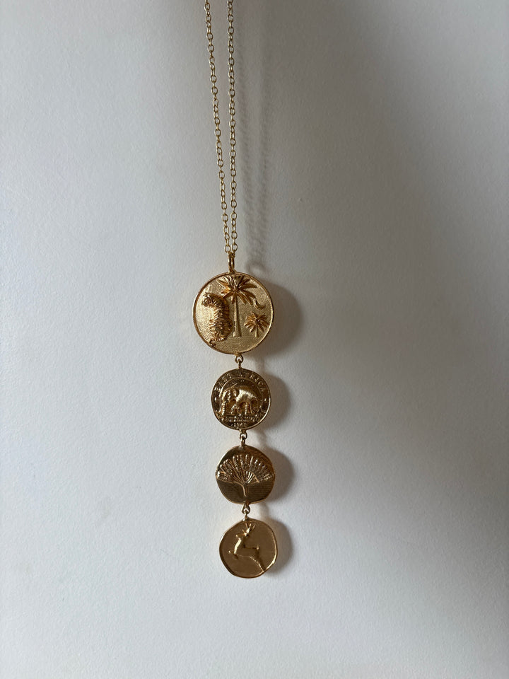 Majestic tiger coin drop necklace