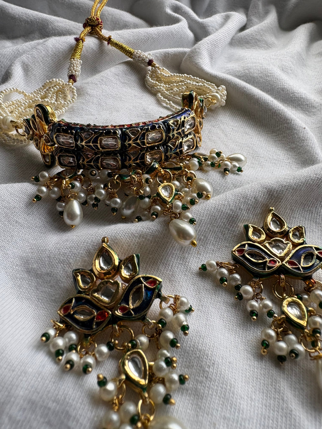 Lamaal 2 Line Choker Necklace Set