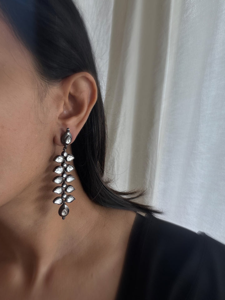 Petal charcoal linear earrings