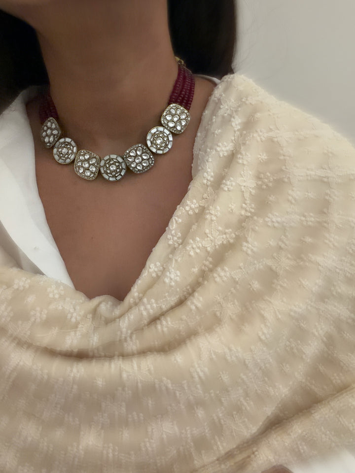 Ruby mop necklace set