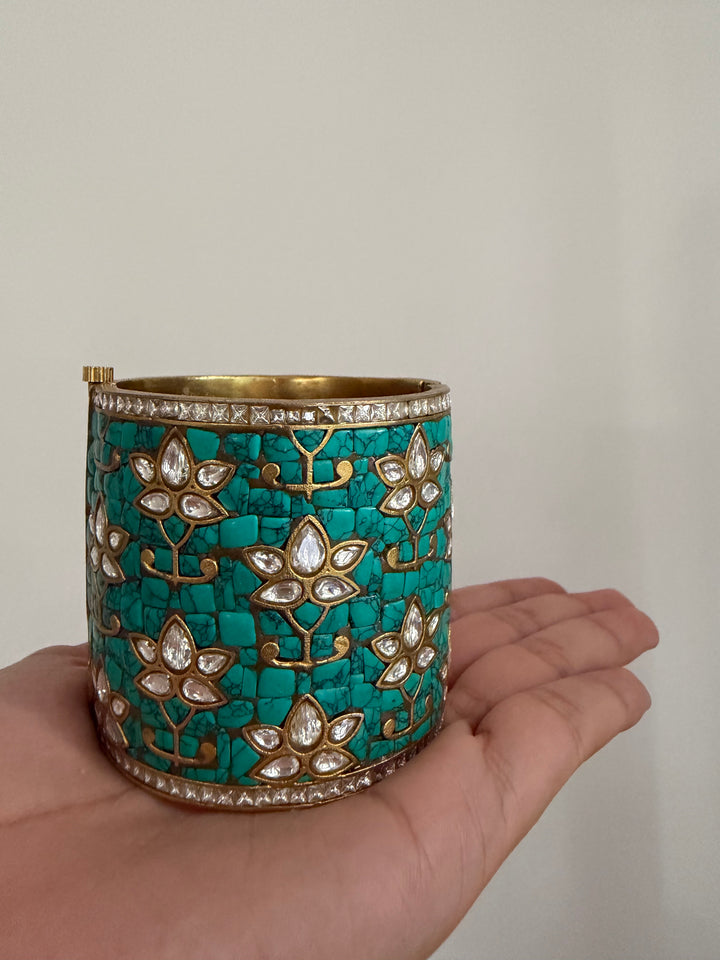 Blue lotus cuff bracelet