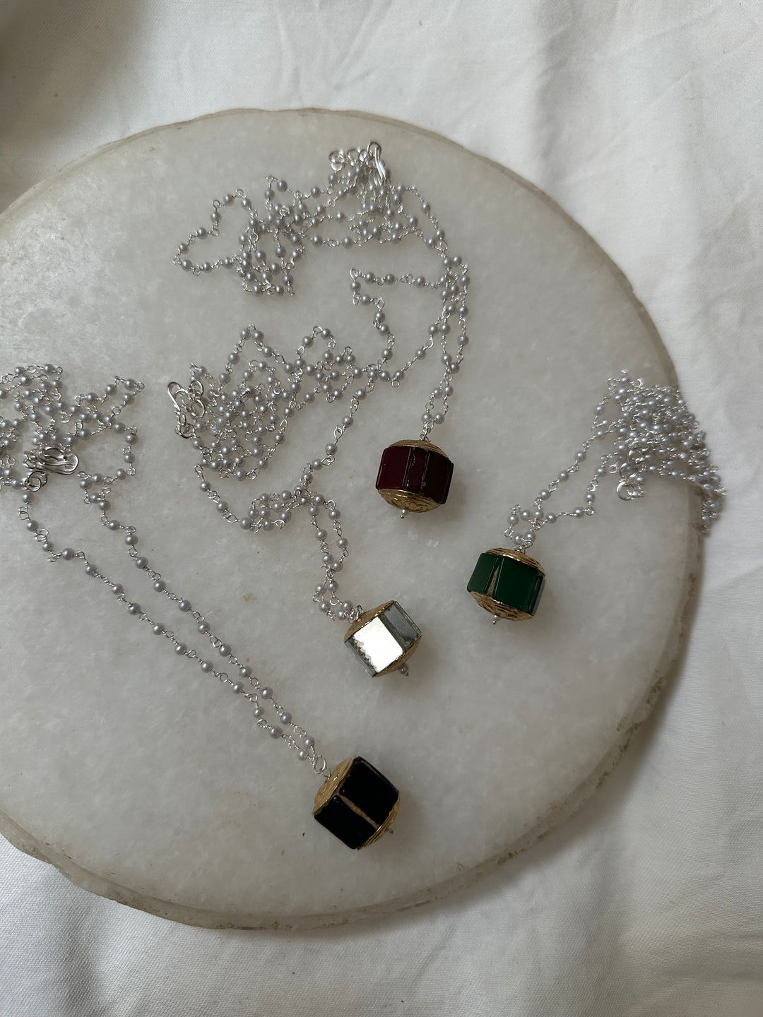 Stone totem pearl strand necklace