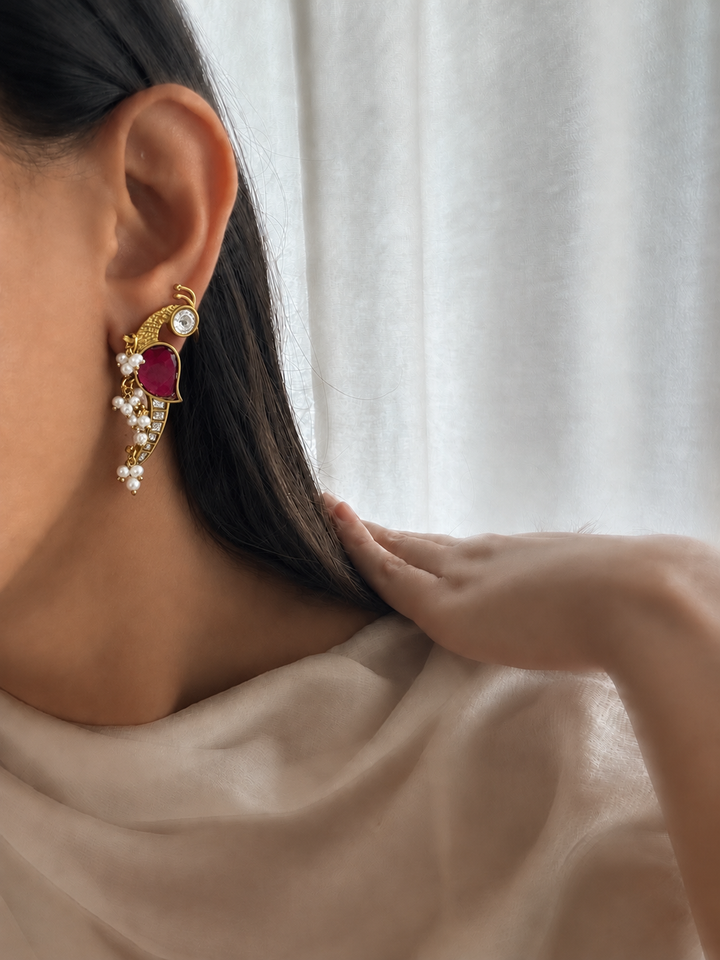 Parrot jadau earring