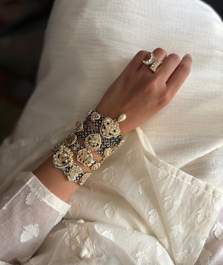 Tanjore bombay silver bracelet