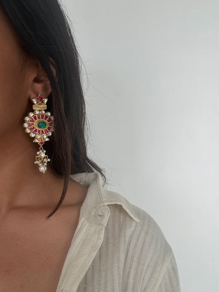 Pink Kundan Earrings