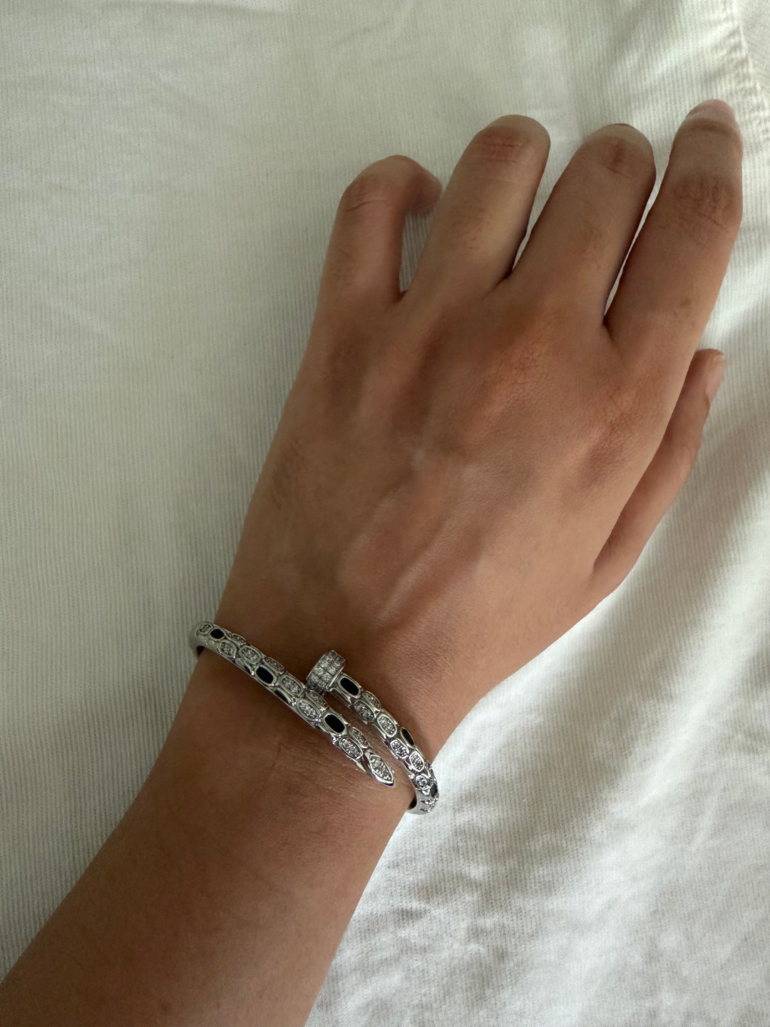 Silver nail bracelet