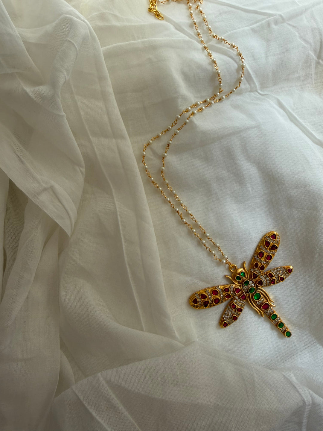 Dragonfly jadau necklace