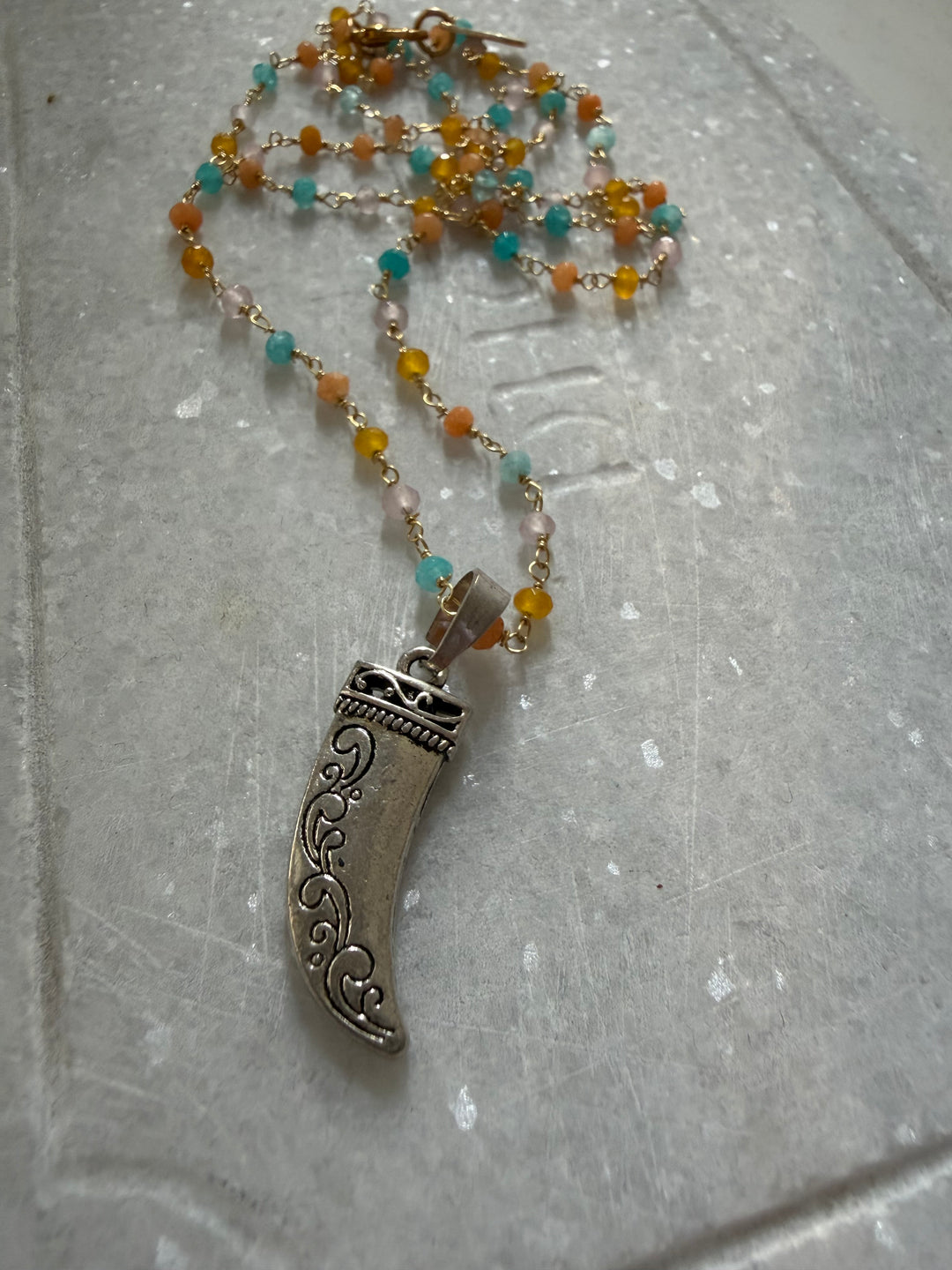 Sword multi precious stone necklace