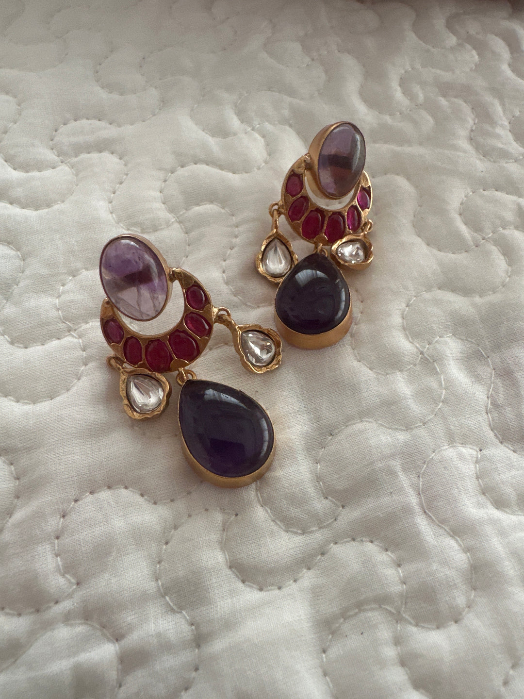 Prehnite chand earrings