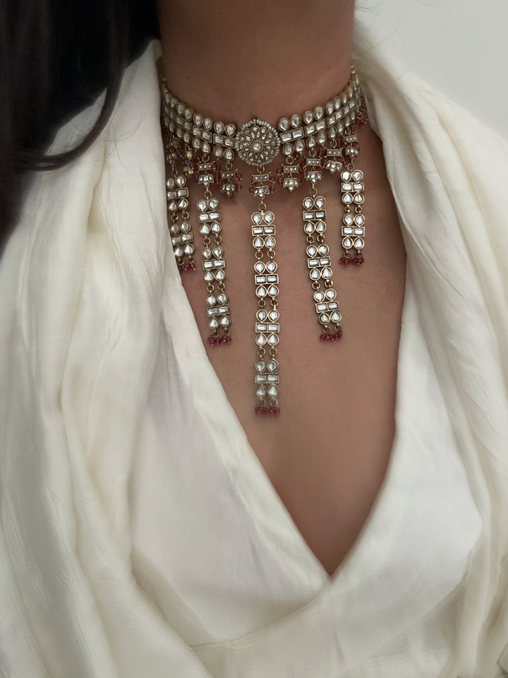 Makhili red necklace set