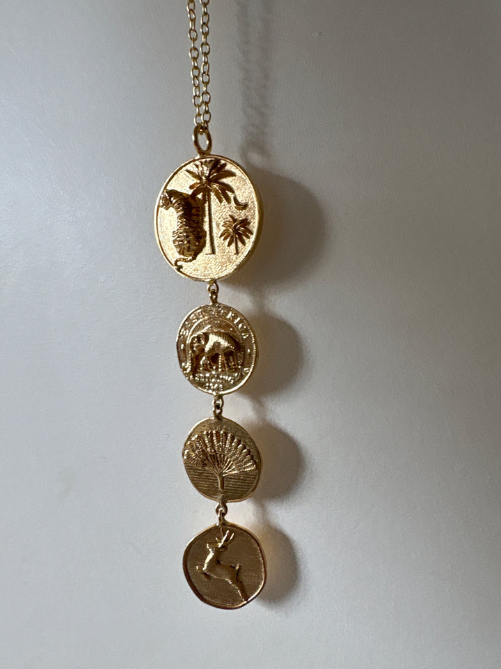 Majestic tiger coin drop necklace