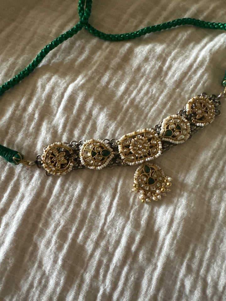Tanjore amara green necklace