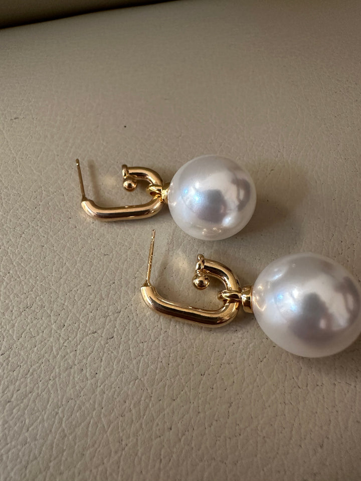 Pearl ball alina hoop earrings