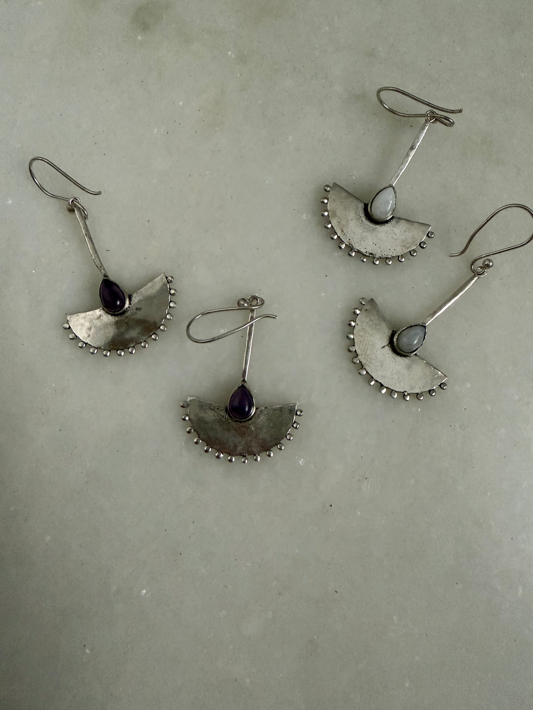 Fan silver earrings