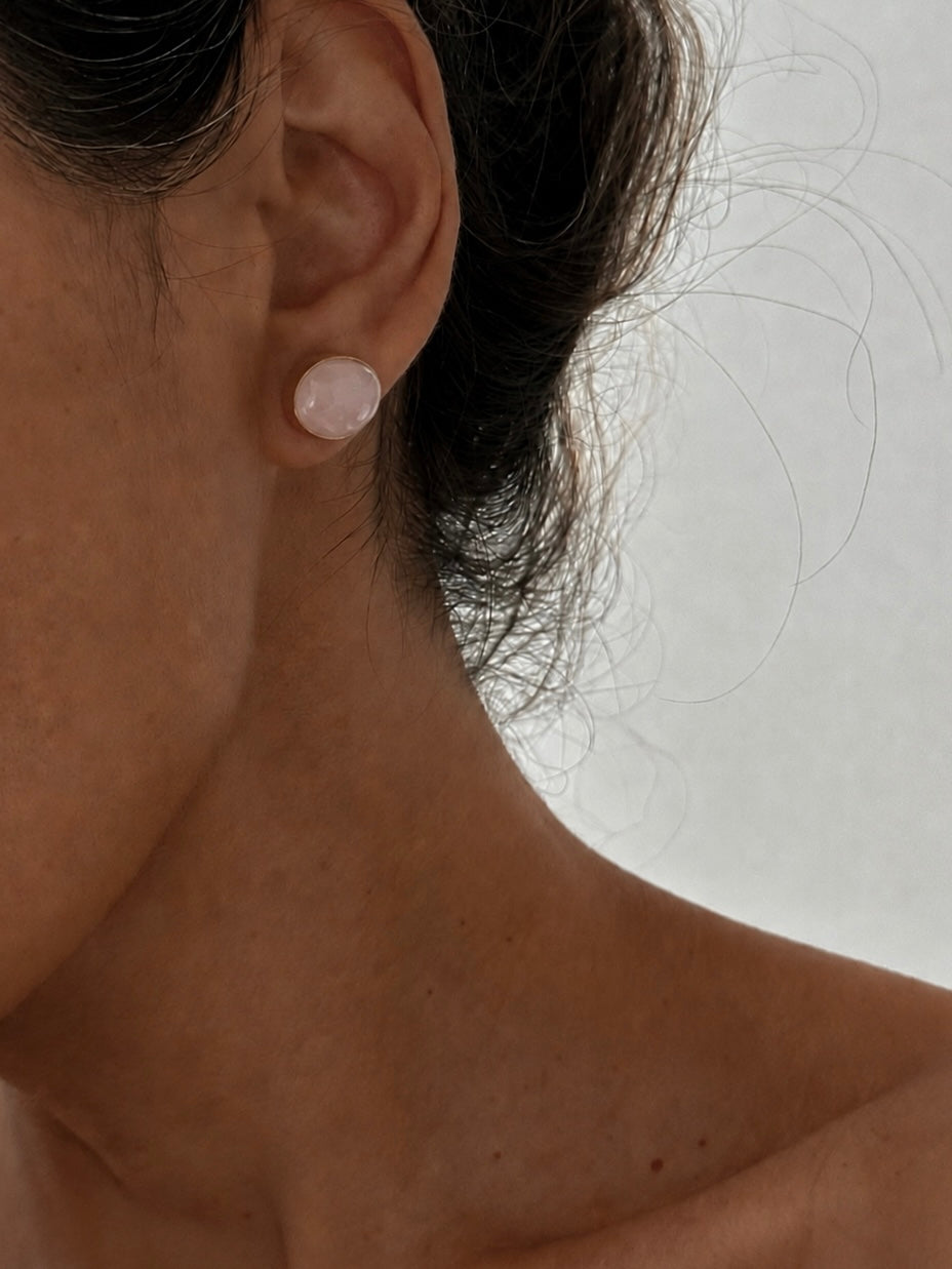 Rose quartz stud earrings