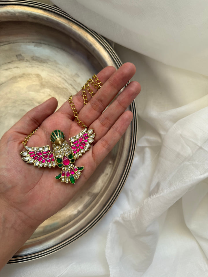 Sacred eagle pink necklace