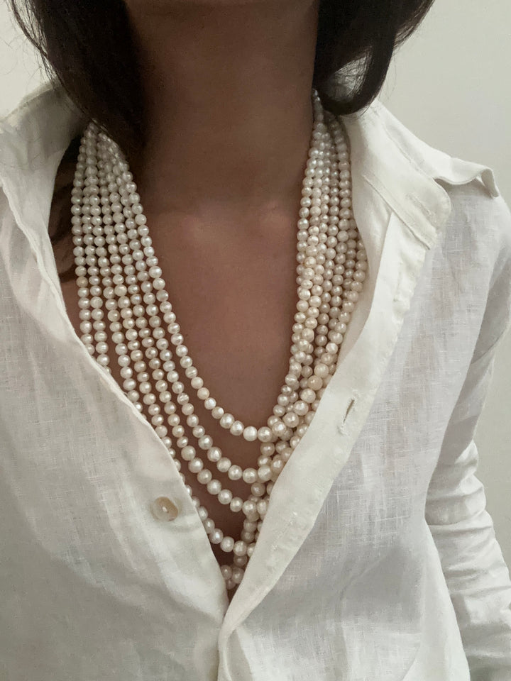 Bhav 8 peach pearl strand necklace