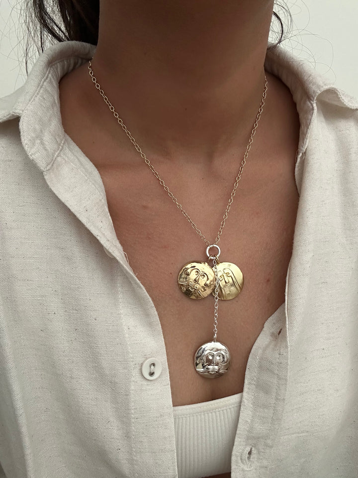 Moody coin charm necklace