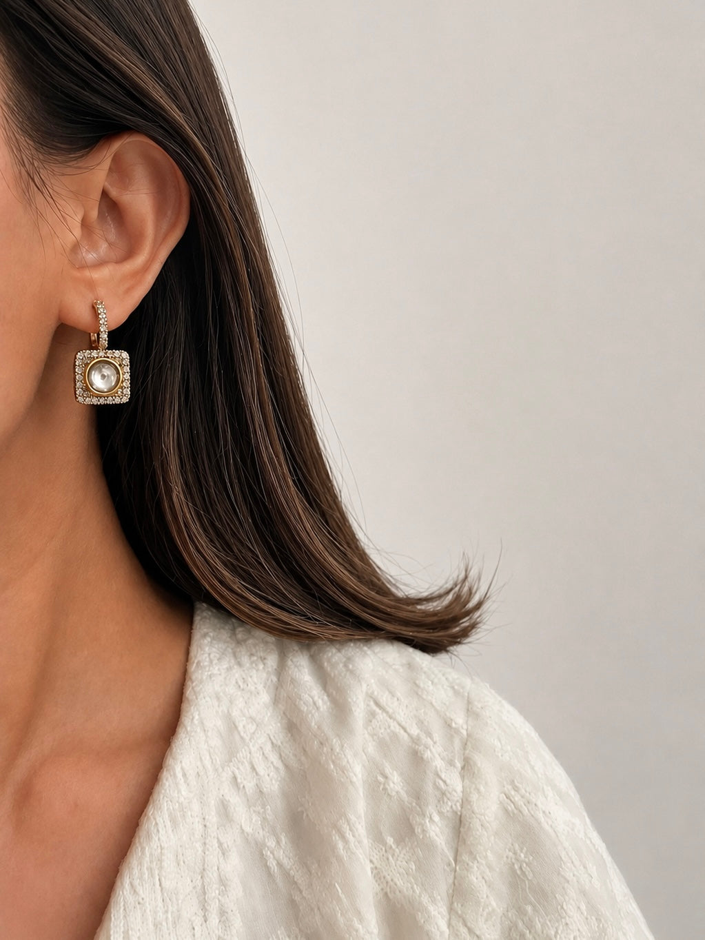 Elara square drop earrings
