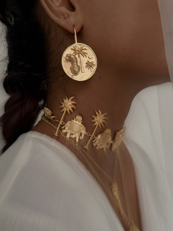 Majestic tiger coin earrings