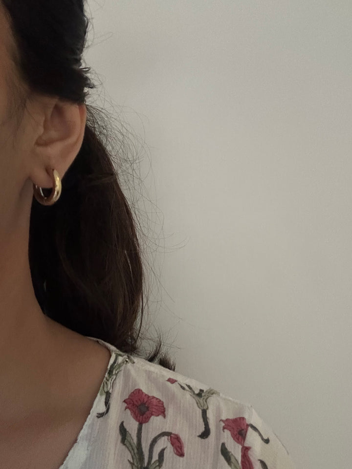 Silver gold small hoop earrings