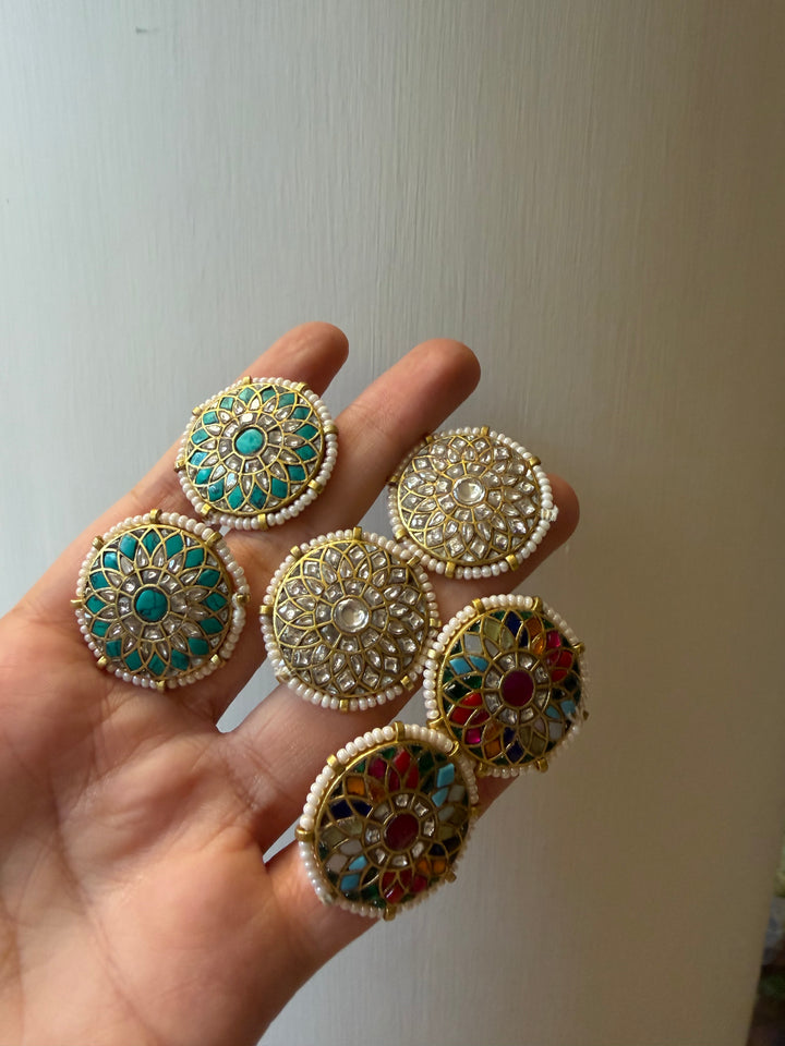 Chakra jadau stud earrings