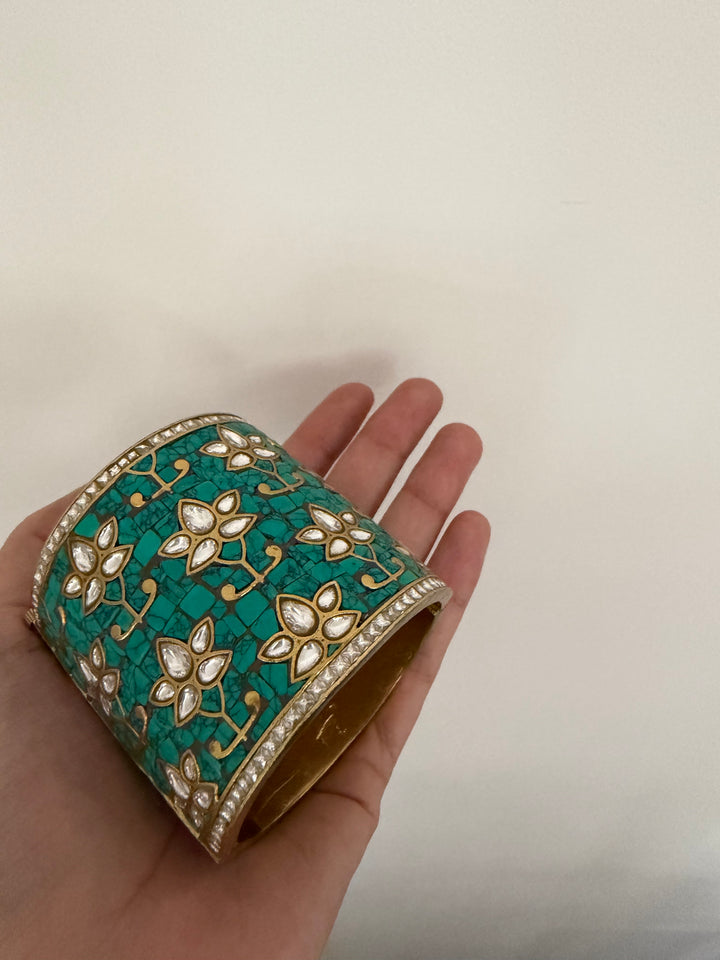 Blue lotus cuff bracelet