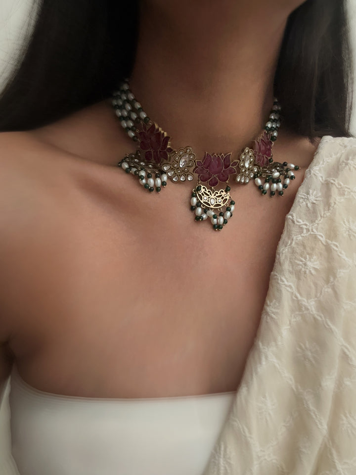 Kamal gulabi necklace