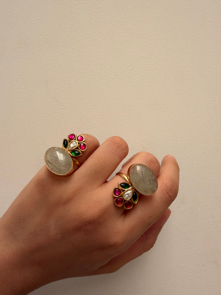 Flower jade ring