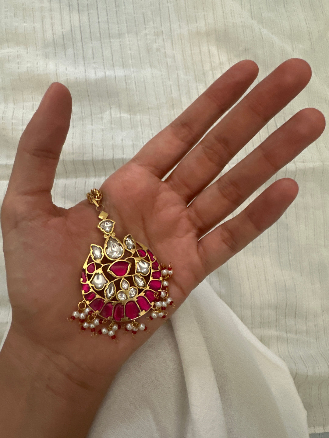 Gulabi sheesh chand necklace