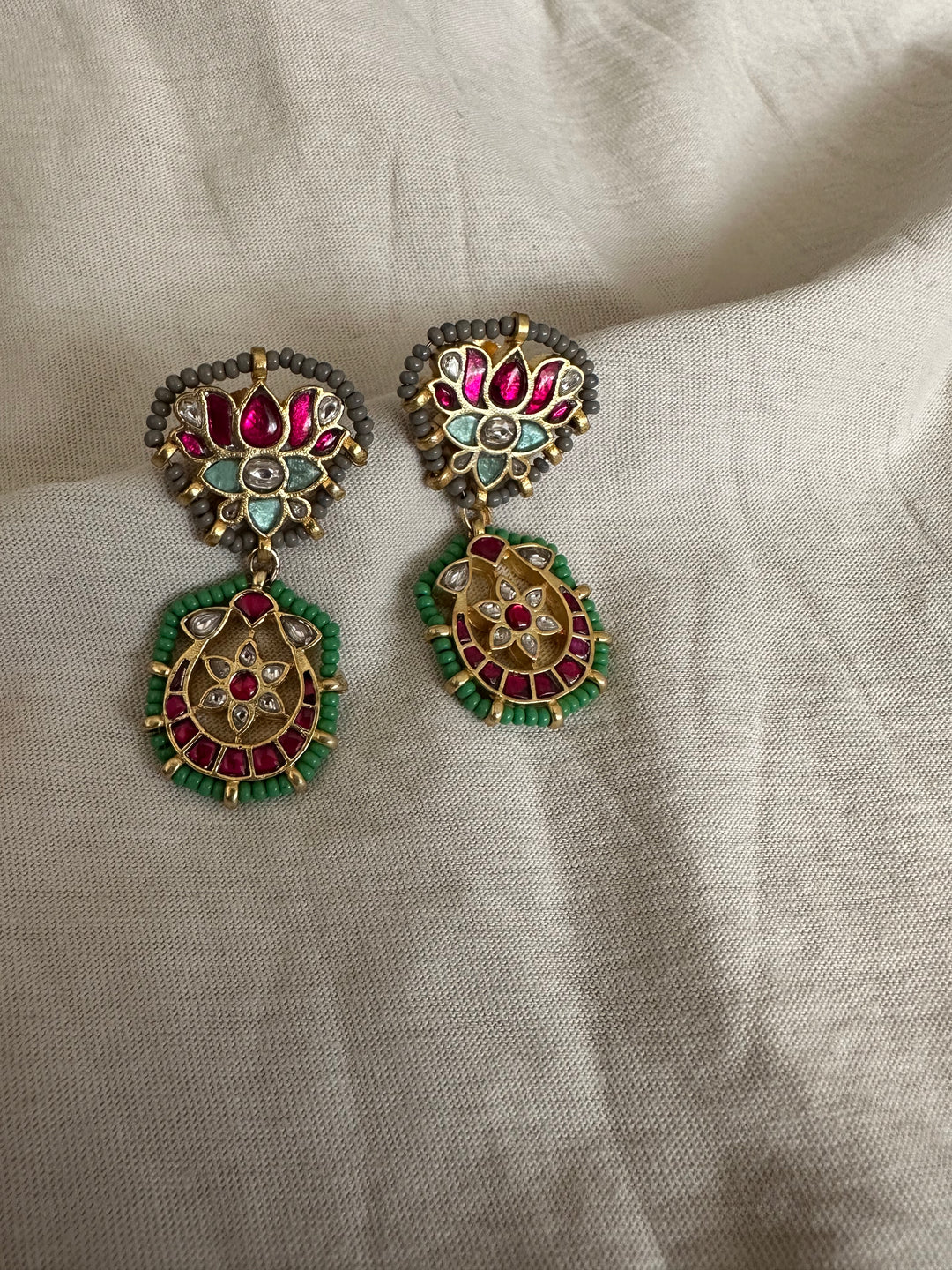 Lotus Tanjore Earrings