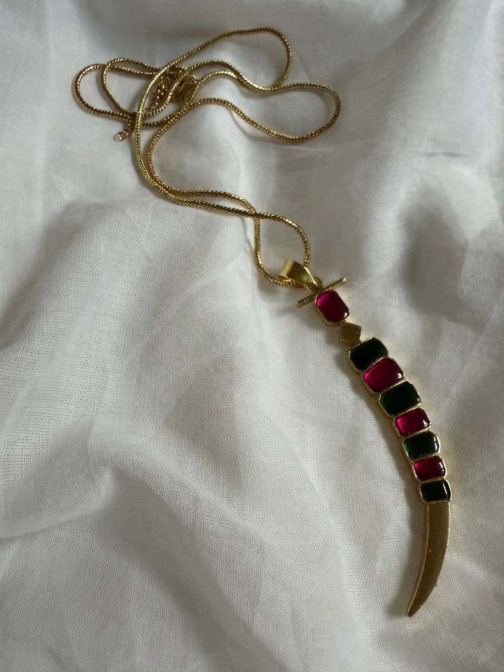 Crescent sword paan necklace