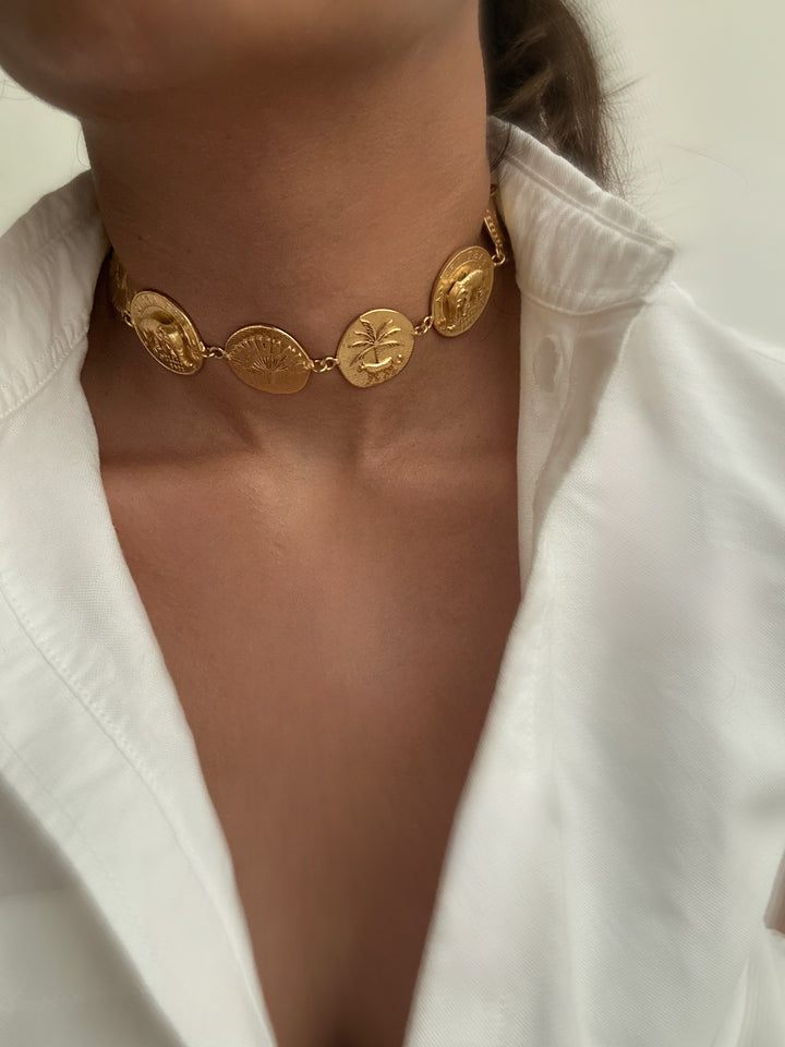 Palms Eve Coin Choker Necklace