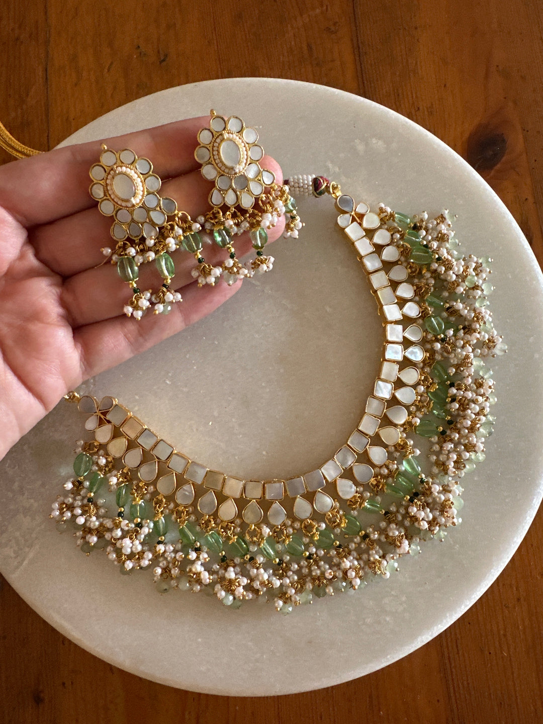 Satva green necklace set