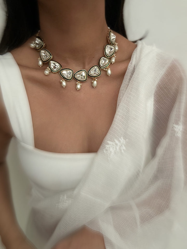 Shaima kaach polki necklace set